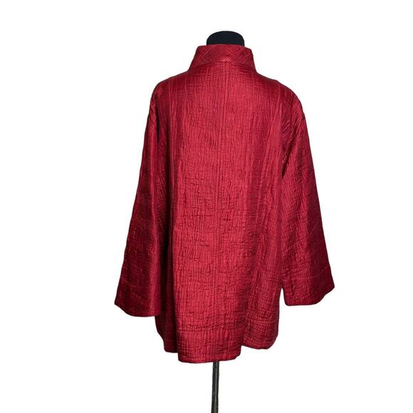 Joshi red silk lightweight quilted long sleeves buttoned jacket coat size S - Picture 2 of 16